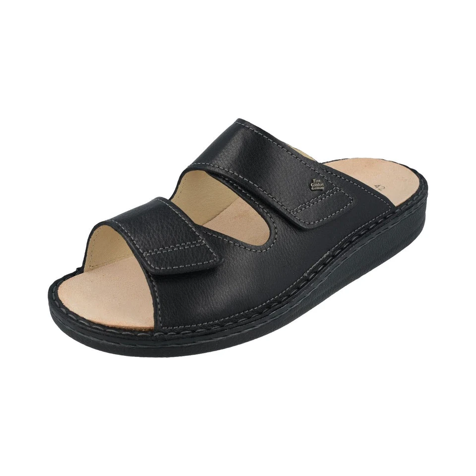 Finn Comfort Riad Noir Chaussures d'intérieur Nubuk Cuir avec Semelle Amovible - Photo 1/1