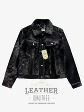 Men's Jet Black Cowhide Hair-On Jacket Natural Pony Skin Skin Fashion Jacket