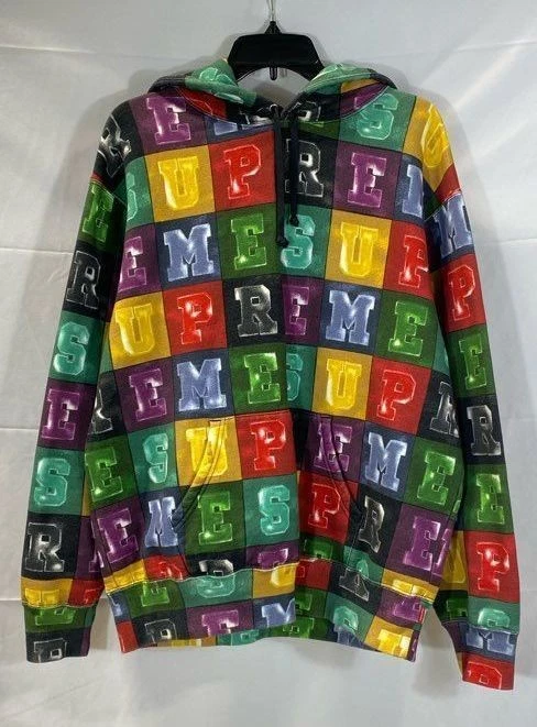 Pull à capuche homme Supreme multicolore motif lettre moyen