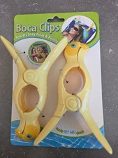 Boca Clips Beach Towel Holders Set of 2 Yellow Parrot Fun Clamps Pool Chair