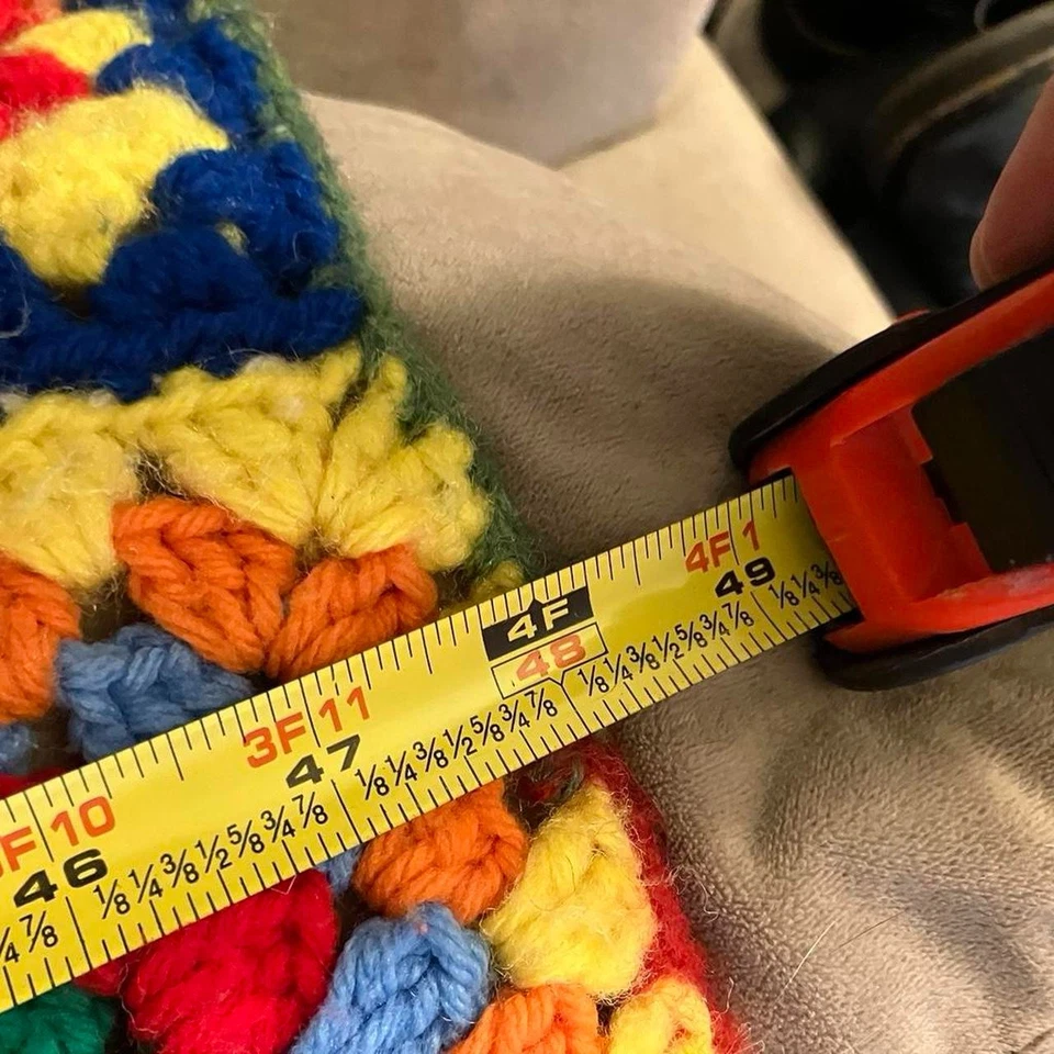 Manta cuadrada de ganchillo abuela multicolor vintage hecha a mano edredón afgano Foto 3 de 4