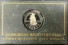 1989-S Congress Bicentennial Commemorative Proof Half Dollar in Stone Display