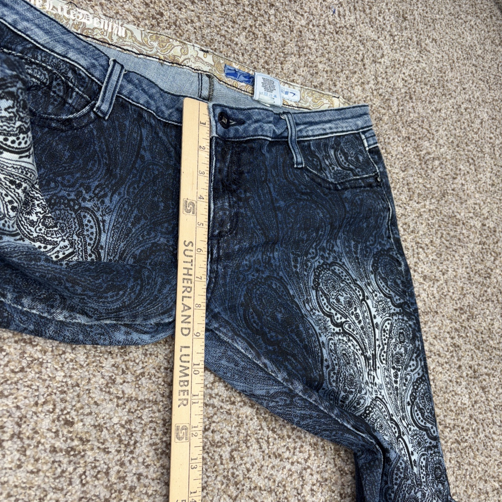 Azzure Love Life Denim Vintage Paisley Pront Jeans Dark Wash 34x33 Fits 36 X 32 - View 8