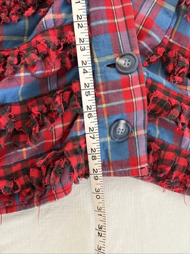 Vintage 80s Paula Sweet Muslin Mink Multicolor Fringe Plaid Boho Size L Jacket - Picture 9 of 17