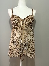 Seductive Wear by Cinema Etoile Cheetah Babydoll Lingerie Set Lg Sheer Chemise