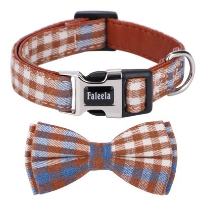 Soft Bowtie Dog Collar Detachable Adjustable Medium Blue White Pack of 1 Pet