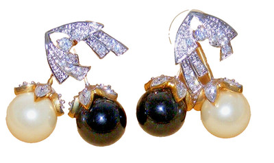 JBK Camrose & Kross Earrings Dangles Swarovski Crystal 3 Pair in One Black White