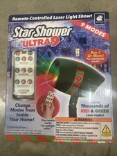 Star Shower Ultra 9 Christmas Laser Projector Red Green W/ Remote Light Show NEW