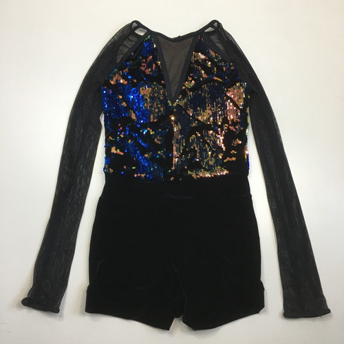 WEISSMAN Black MultiColor Sequin Dance One Piece Romper Womens sz Small/XS