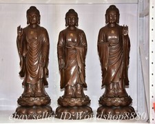 27.6" Chinesische Kupfer Shakyamuni Amitabha Buddha Statue Set