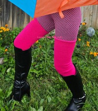 Extra Long Thigh High Slouch Socks Leg Warmers Solid Stripe Plus Size Knit Cable