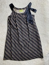 Floreat Anthropologie Silk Dress Size S Brown Black Print Lined Ribbon Tank