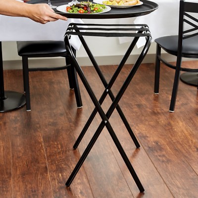 3 PACK Restaurant 31" TALL Black Waitress Waiter Folding Serving Tray Stand NEW 3 PACK Restaurant 31" TALL Black Waitress Waiter Folding Serving Tray Stand NEW