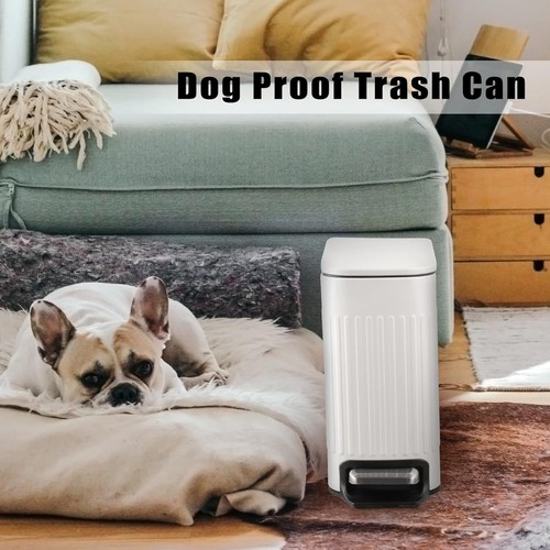 6L slim steel trash can w/lid, step pedal, removable, white - Picture 7 of 7