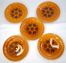 5 Homer Laughlin Dinner Plates Golden Harvest Stoneware MCM Vtg 10" Lot Floral