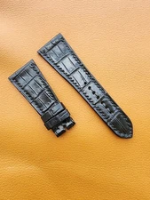 Size 30/20mm Black Genuine Leather Skin Watch Strap Band For BVL OCTO 41S