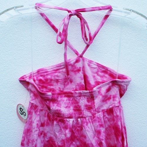SO Girls Pink Tye Dye Knit Tiered Tube Halter Dress XS S Small - Picture 12 of 23