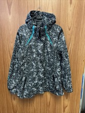 Below Zero By Rothschild Grey Black White Teal Hooded Women’s Winter Coat L