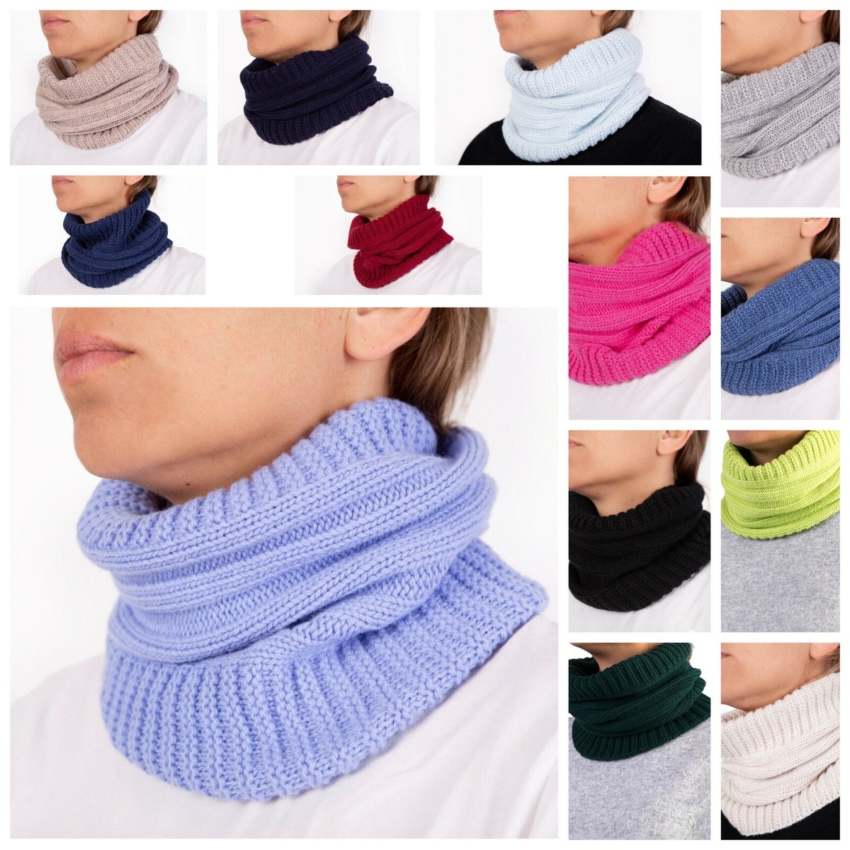 Scaldacollo Misto Cashmere Uomo Donna Made In Italy Sciarpa Anello