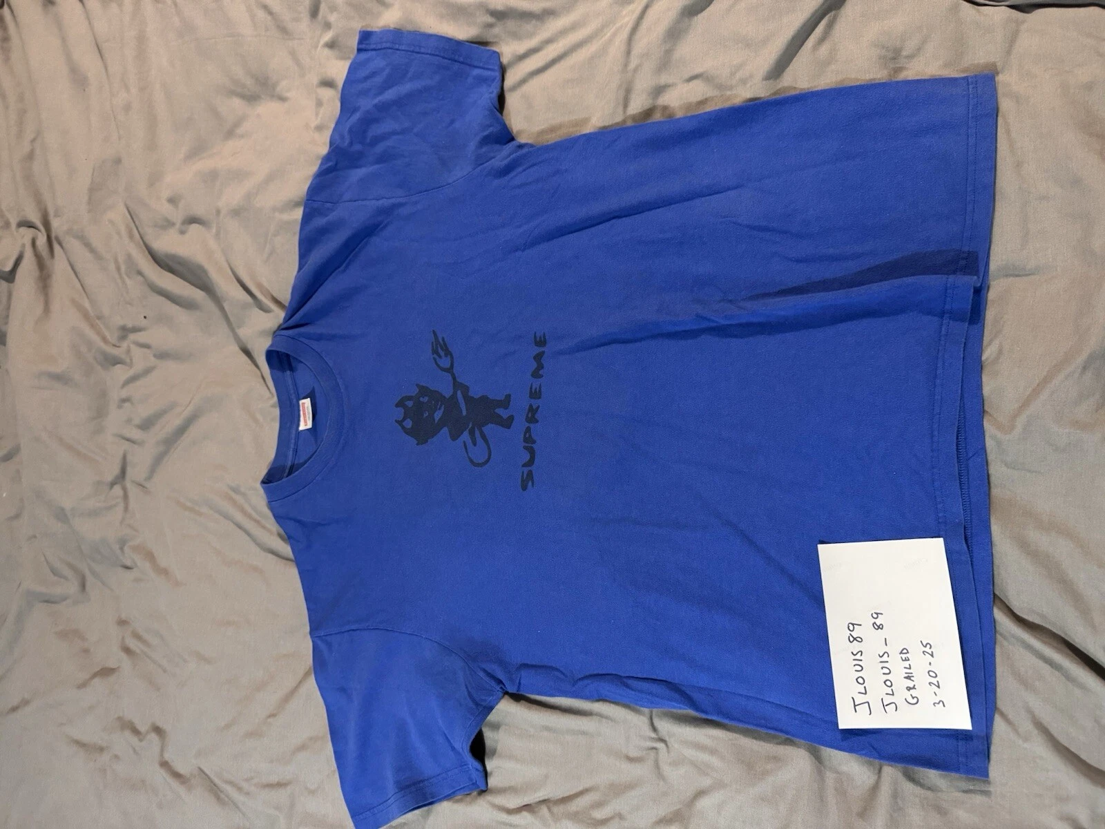 T shirt Supreme Devil bleu royal taille XL FW15 vintage rare