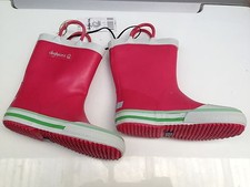 BNWT Little Girls Sz 8 Rivers Doghouse Brand Smart Dusty Red and Lime Gumboots