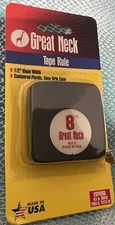 Great Neck Power Tape Measure - 8Ft Length Width - Made In USA !