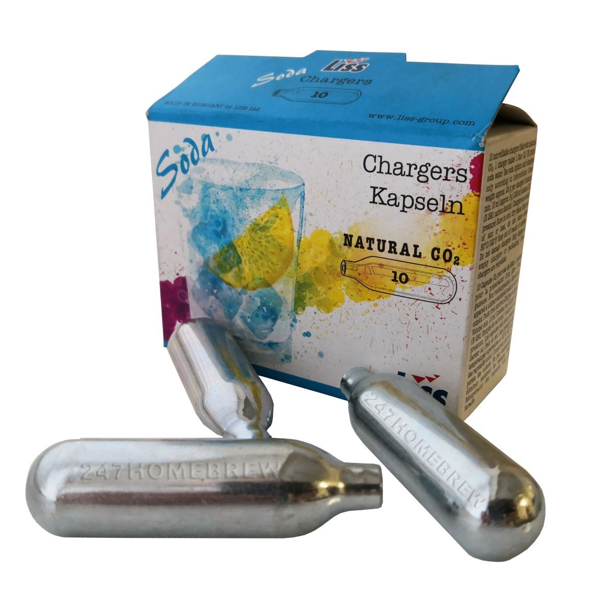 Liss CO2 Soda Charger Capsules 8g Bulbs Box of 10 Aids Beer Carbonisation