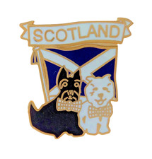 Scotland Scottie & Westie Dogs Saltire Pin Badge 
