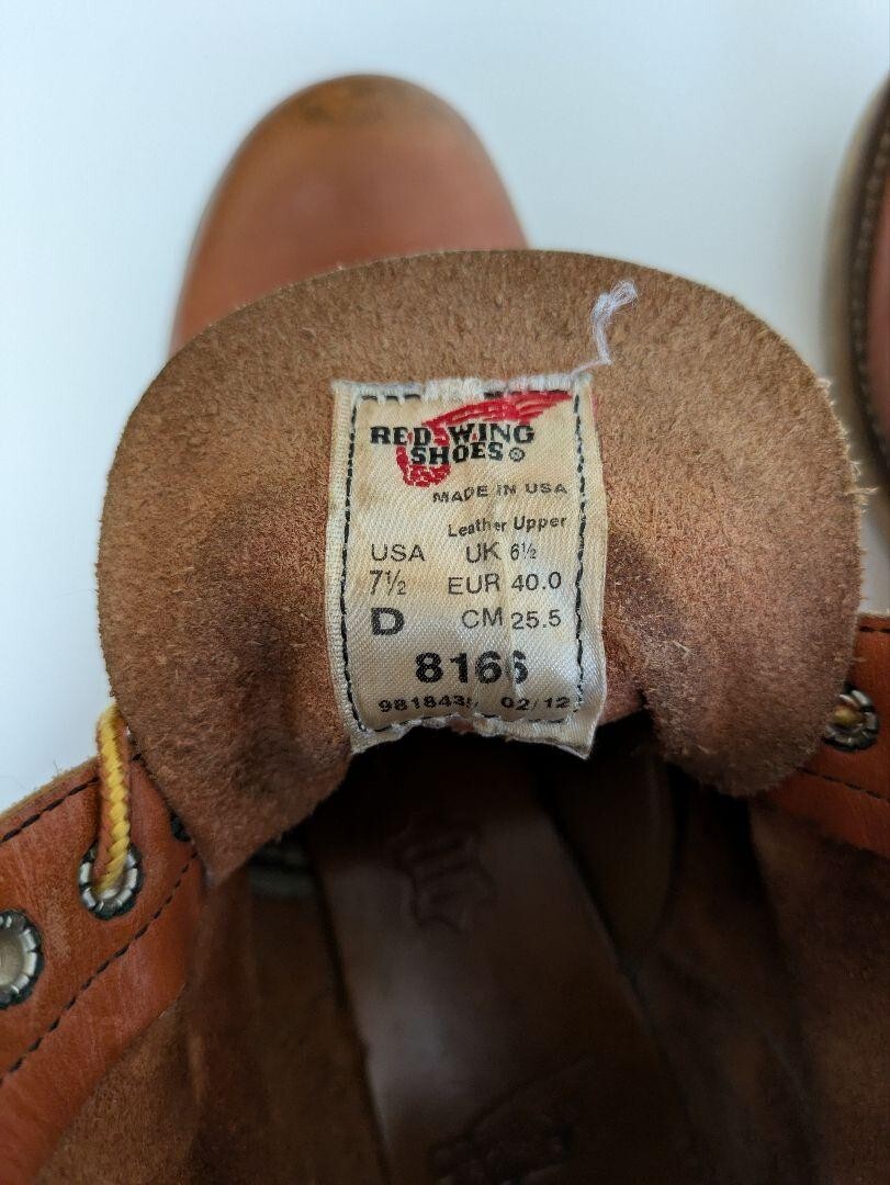 Red Wing 8166 Oro Russet Portage Leather Boots Brown USA 7.5D