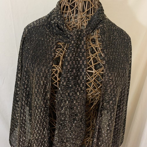 SPECIALTY HOUSE Cape Black Gold with Fringe one size larger Womens - Picture 8 of 11