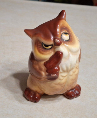 Vintage Disney Evan K. Shaw Bambi Owl From the Forest Ceramic Figurine 1940s