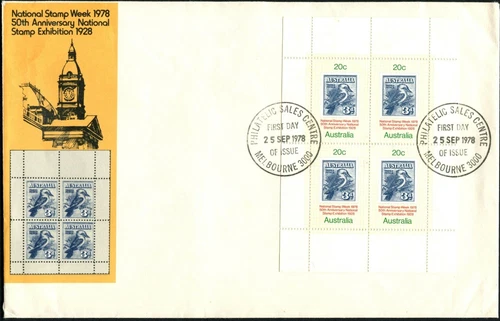 1978 Australia 20c National Stamp Week Mini Sheet First Day Cover, GC