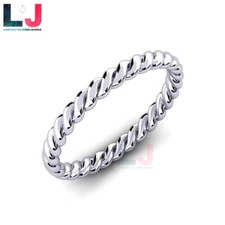 925 Sterling Silver Twisted Band Ring Stackable Women Dainty Band Braided Ring