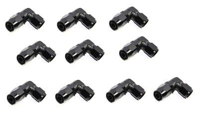 10PC 10AN AN-10 90°Degree Swivel Fuel Oil Gas Line End Union Elbow Fitting Black