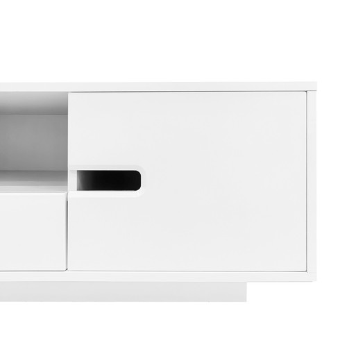 Modern Rectangle Coffee Table Center Table With Storage Drawers Doors LED Lights - Picture 7 of 44