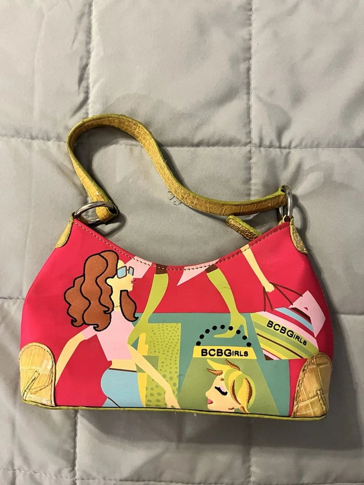 BCB Girls Small Purse/Hand Bag W/ Faces-Embroidered Hair-Inside Zip Pocket Foto 4 de 4