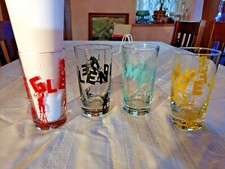RARE Vintage Glenmore Whiskey Little Kentucky Colonel Promo Glasses ~ Set of 4