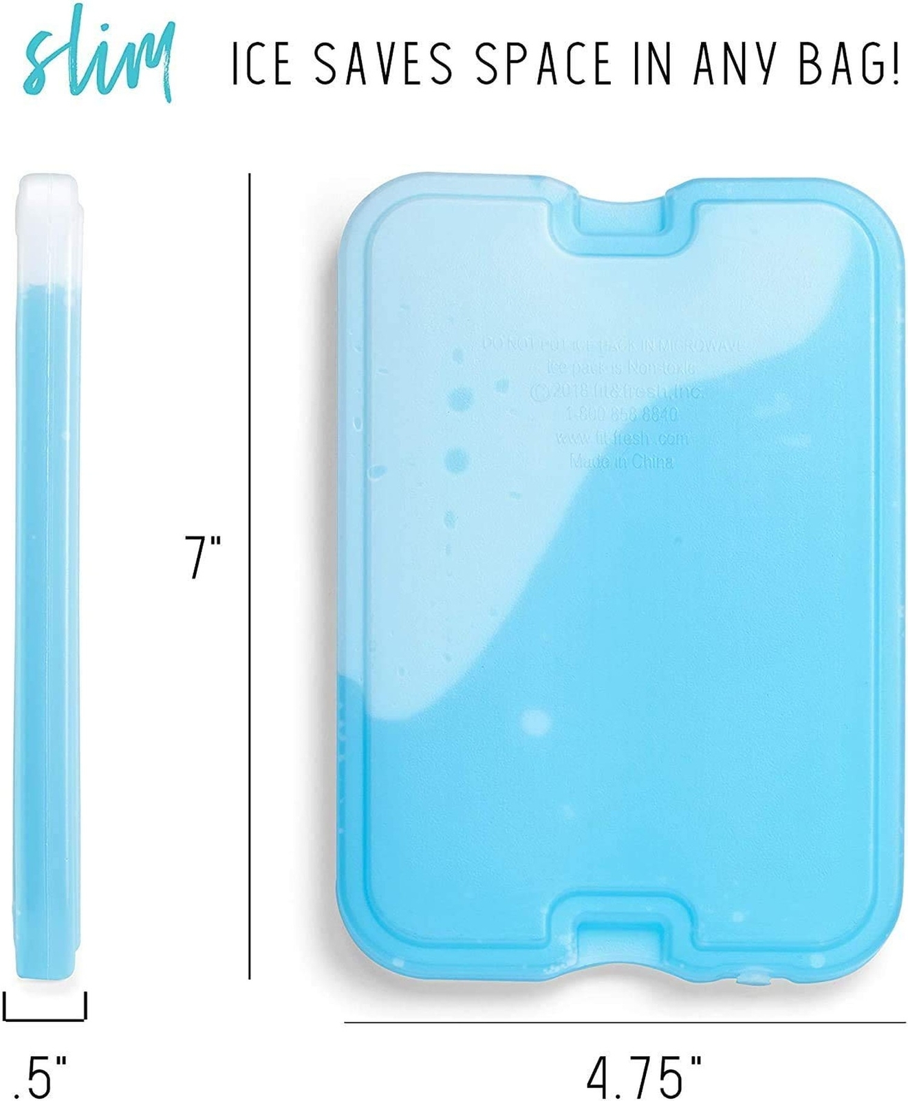 Fit & Fresh XL Cool Coolers Freezer Slim Ice Pack for Lunch Box, Set of ...