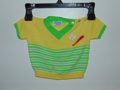 GLO KNIT 1950s Infant Baseball Pullover Sweater Boy Infant Size 0-6 Months - Picture 3 of 7
