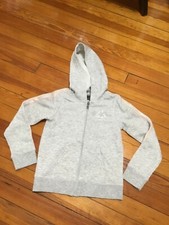 Reebok Hoodie Full Zip Gray Cotton Blend Logo Front Size 6