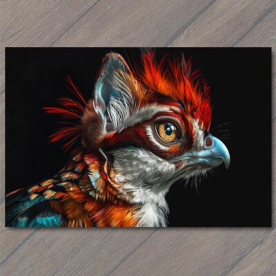Art Print Cat Bird Hybrid Animal Weird Strange Funny Cute Colorful Beak Merge