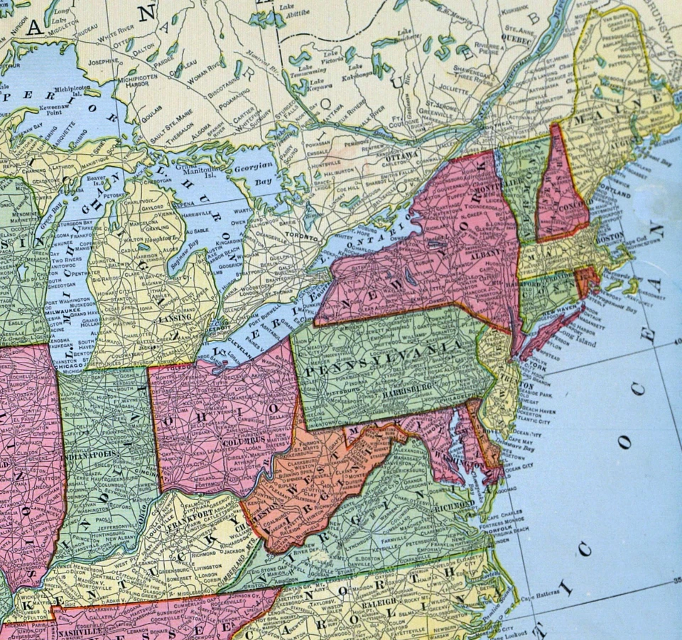 Mapa George Cram 1903 Estados Unidos Nueva York California Texas Territorio Indígena OK Foto 4 de 4