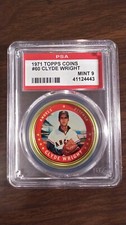 1971 Topps Coins #60 Clyde Wright graded PSA 9 Mint