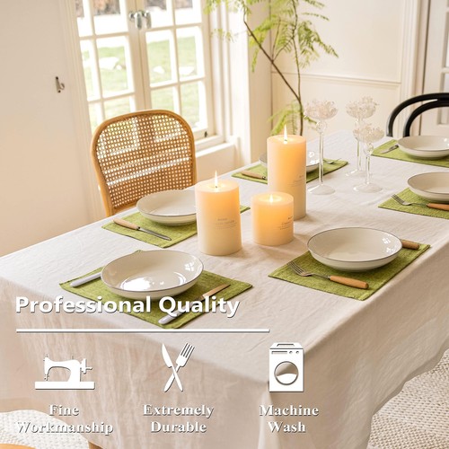 Green Placemats Set of 4 Washable Place Mats Spring Linen Placemats Heat Resi... - 第 3/7 張圖片