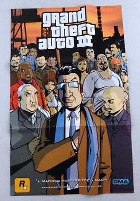 Grand Theft Auto 3 III Video Game Poster 13x22 DMA Rockstar Games