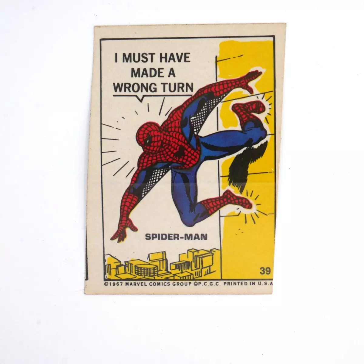 Marvel Comics Super Hero Sticker Card #39 SPIDER-MAN 1967 Philadelphia Gum  PCGC