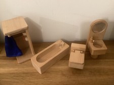 ELC wooden dolls house furniture Bathroom Set
