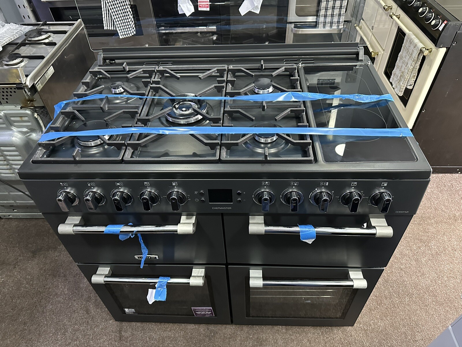 LEISURE Chefmaster CC100F521T 100 cm Dual Fuel Range Cooker Black eBay