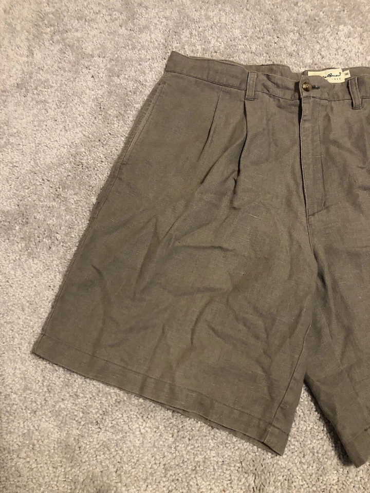 Pantalones Cortos De Colección Eddie Bauer Para Hombre Verdes Talla 36 Mezcla de Lino Chino Informal Exterior Foto 3 de 4