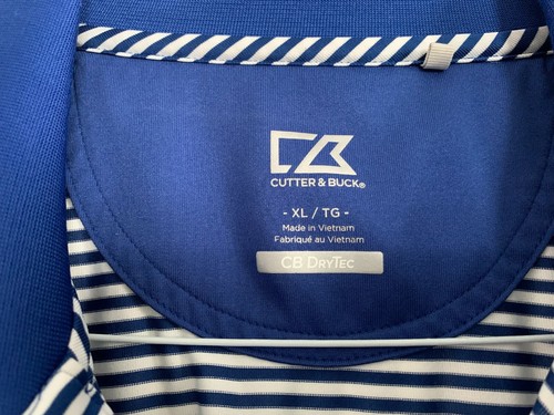 Cutter & Buck BLUE STRIPE DryTec POLO SHIRT - 100% POLY - Mint Cond SZ XL - Picture 2 of 6